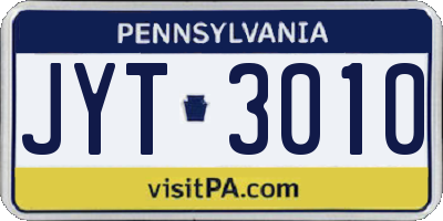 PA license plate JYT3010
