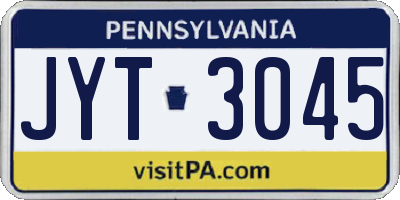 PA license plate JYT3045