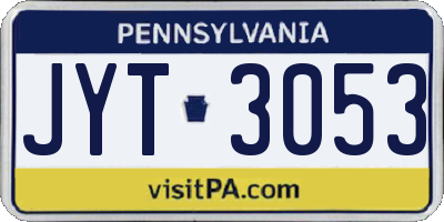 PA license plate JYT3053