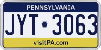 PA license plate JYT3063