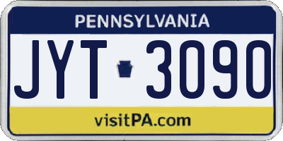 PA license plate JYT3090