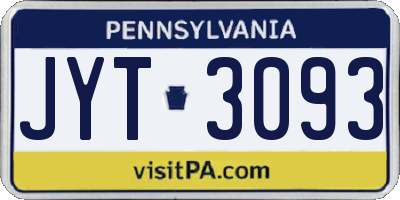 PA license plate JYT3093