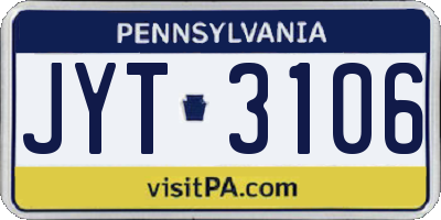 PA license plate JYT3106