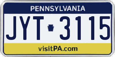 PA license plate JYT3115