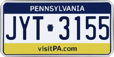 PA license plate JYT3155