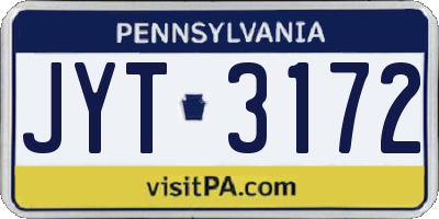 PA license plate JYT3172