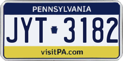 PA license plate JYT3182