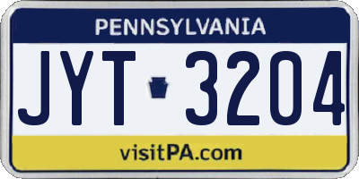 PA license plate JYT3204