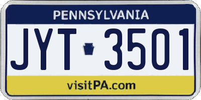 PA license plate JYT3501