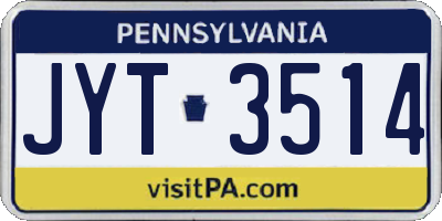 PA license plate JYT3514