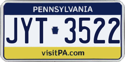 PA license plate JYT3522