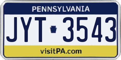 PA license plate JYT3543