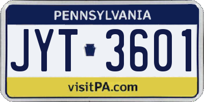PA license plate JYT3601