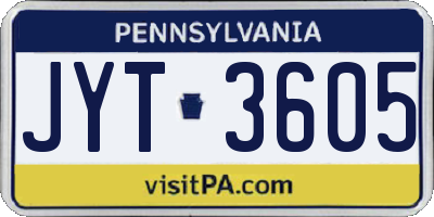PA license plate JYT3605