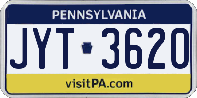 PA license plate JYT3620