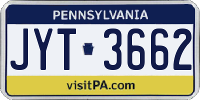 PA license plate JYT3662