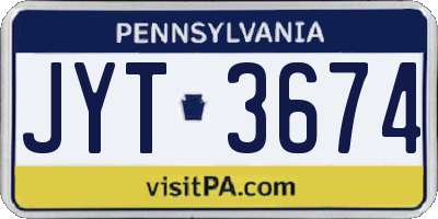 PA license plate JYT3674