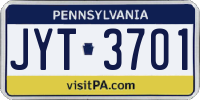 PA license plate JYT3701