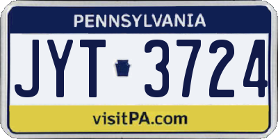 PA license plate JYT3724