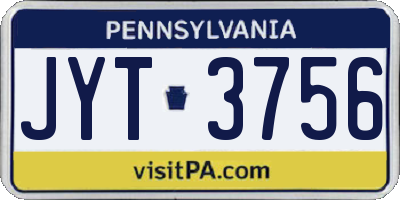 PA license plate JYT3756