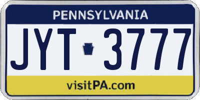 PA license plate JYT3777