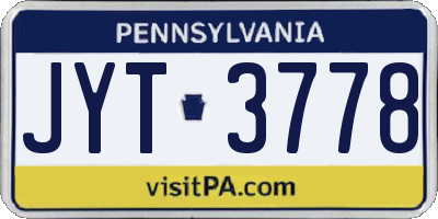 PA license plate JYT3778