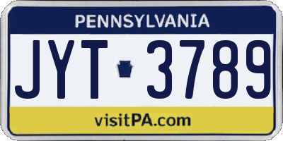 PA license plate JYT3789