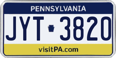 PA license plate JYT3820