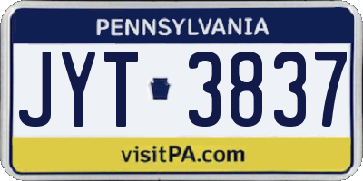 PA license plate JYT3837