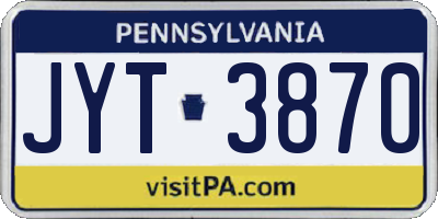 PA license plate JYT3870