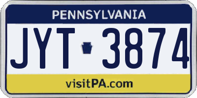 PA license plate JYT3874