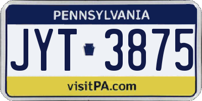 PA license plate JYT3875