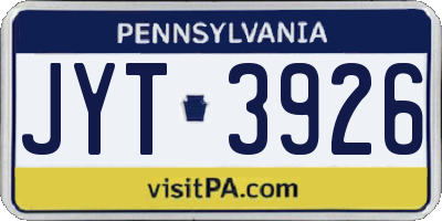 PA license plate JYT3926