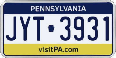 PA license plate JYT3931