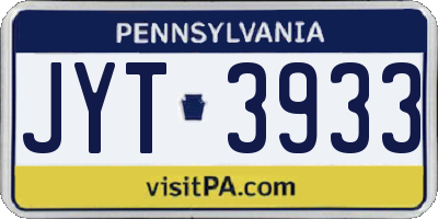 PA license plate JYT3933