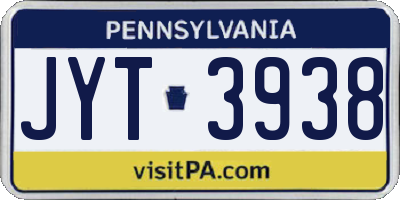 PA license plate JYT3938