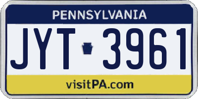PA license plate JYT3961