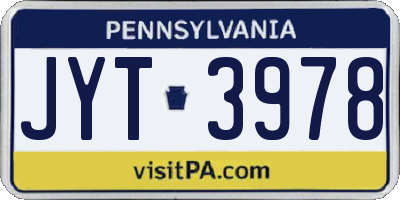 PA license plate JYT3978