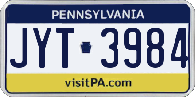 PA license plate JYT3984