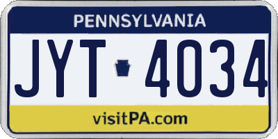 PA license plate JYT4034