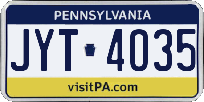 PA license plate JYT4035