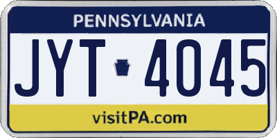 PA license plate JYT4045