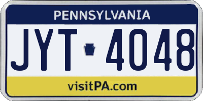 PA license plate JYT4048