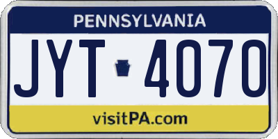 PA license plate JYT4070