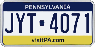 PA license plate JYT4071