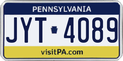 PA license plate JYT4089