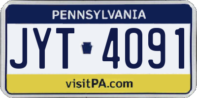 PA license plate JYT4091