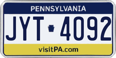PA license plate JYT4092