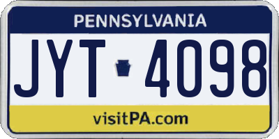 PA license plate JYT4098