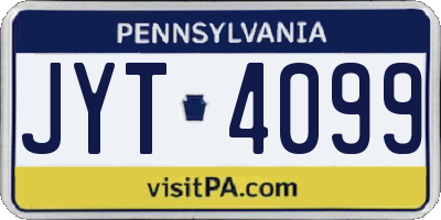 PA license plate JYT4099
